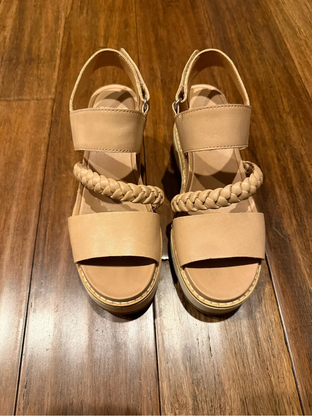 Sorel Beige Braided Platform Sandals